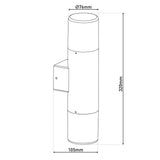 Lampe murale extérieure "torcia" 32 cm de haut en métal et plastique en noir, E27
