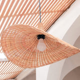 Lampe en rotin | Abat-jour naturel Lampe à suspension en forme d'entonnoir SAYAN en fibres naturelles (2 tailles)