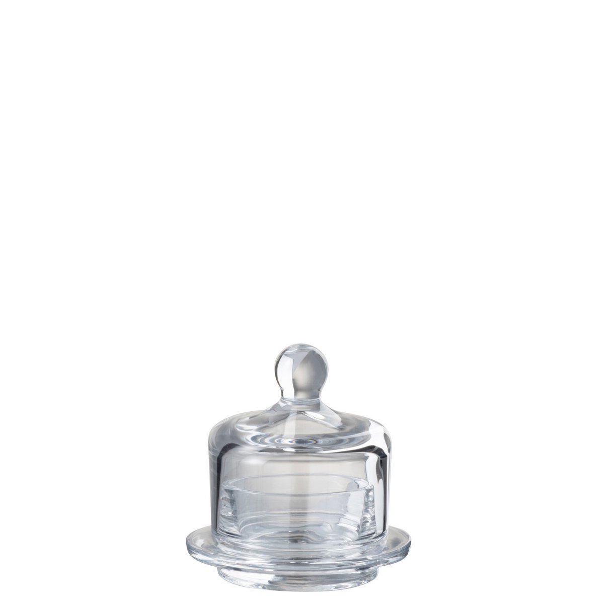 Détail du beurrier en verre J-Line sur une table moderne