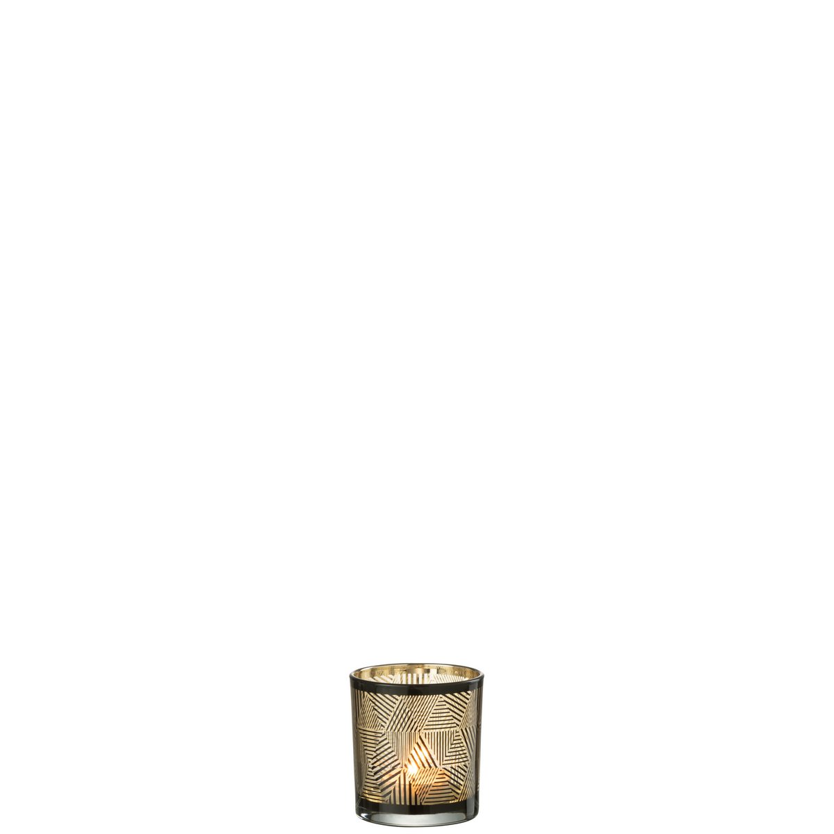 Photophore Triangles Stripes J-Line en verre marron, vue de face