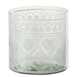 Lanterne J-Line Pattern en verre transparent et blanc, vue de face