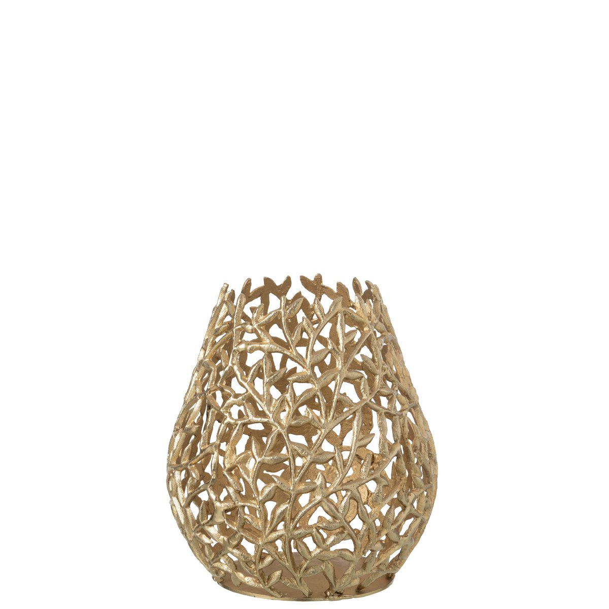 Vase de sol J-Line Leaf en aluminium doré, vue latérale