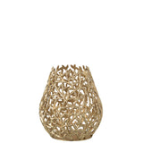 Vase de sol J-Line Leaf en aluminium doré, vue latérale