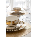 Bol J-Line Stripe - porcelaine - or/blanc - lot de 2