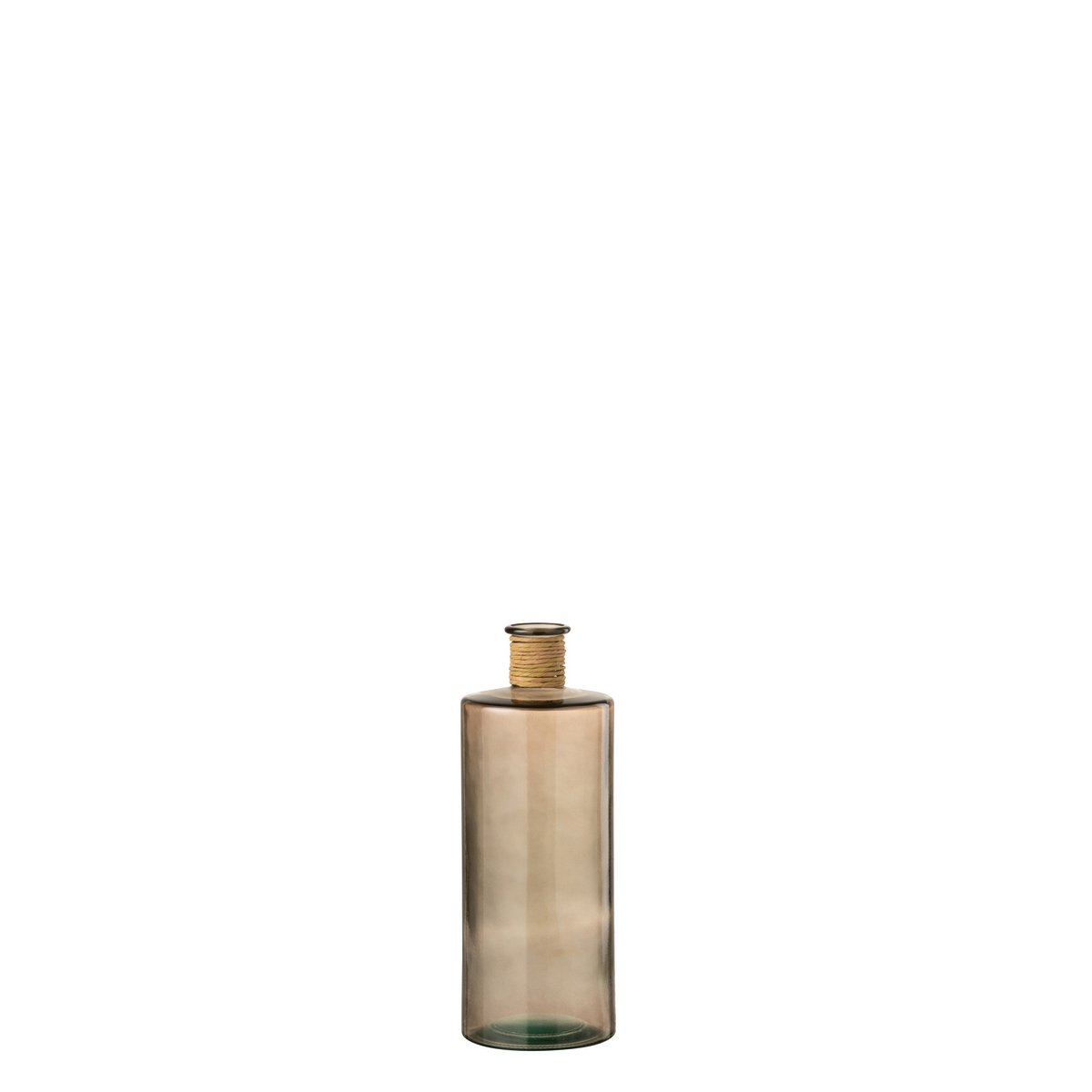 Vase Safari en verre brun clair de J-Line, avec fleurs