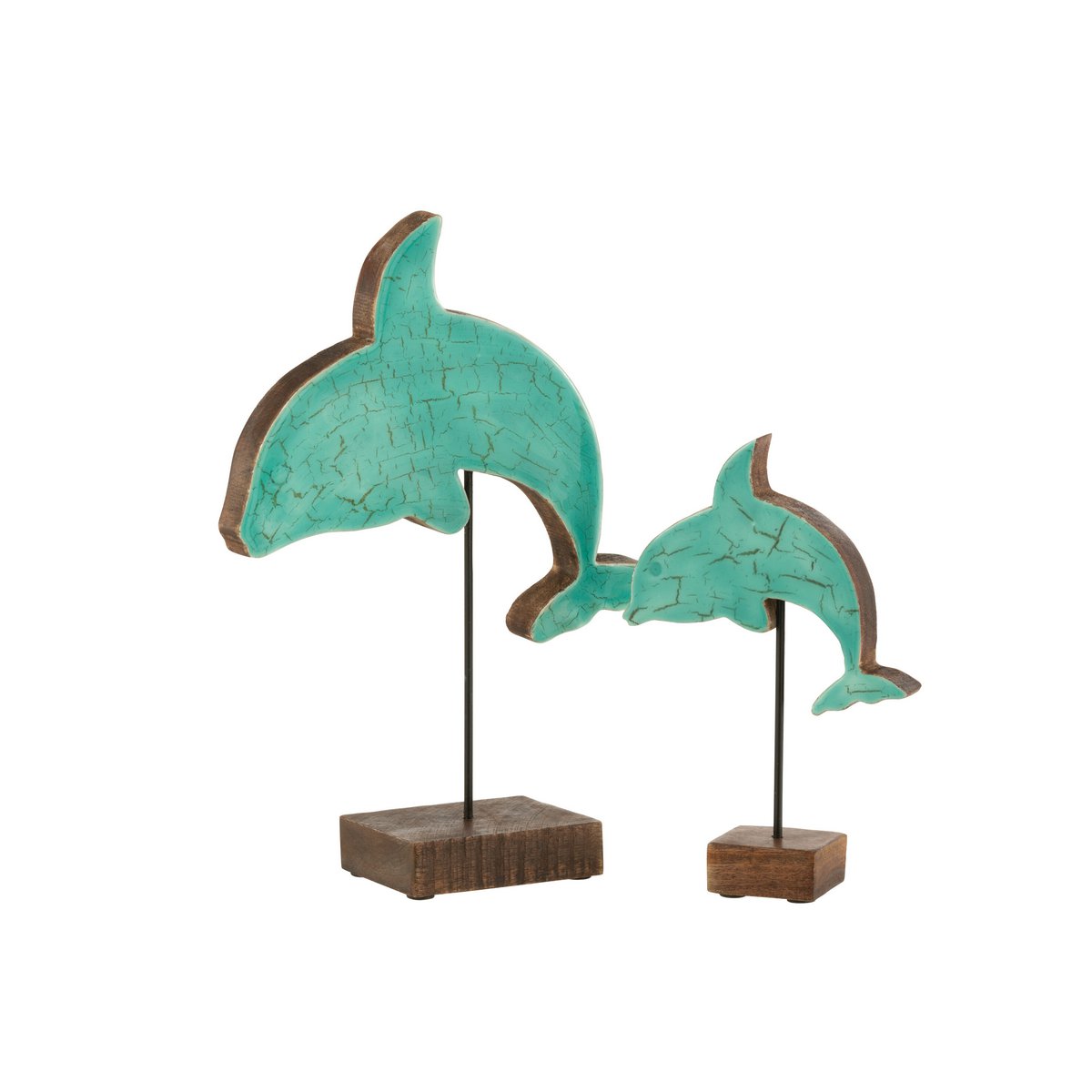 Figurine Dolphin J-Line en bois bleu, vue avant