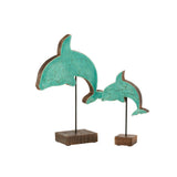 Figurine Dolphin J-Line en bois bleu, vue avant