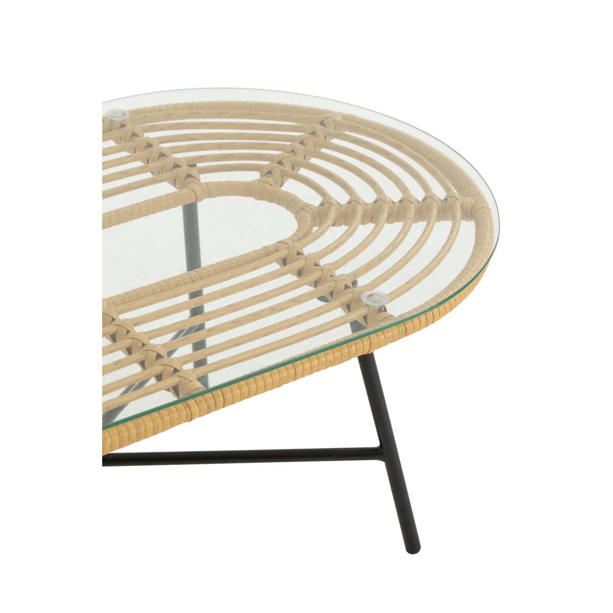 Ambiance extérieure avec la table basse J-Line en métal et verre