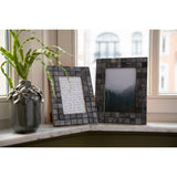 Cadre Photo J-Line Carré 10x15 en Bois et Corne Gris, angle latéral