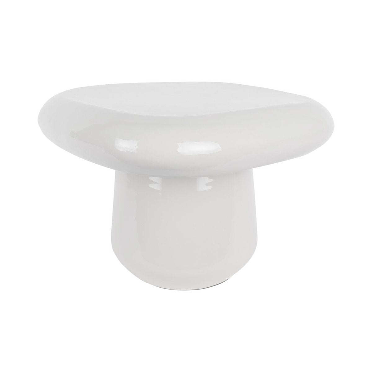 Table d'Appoint Roca sur un fond moderne, mettant en valeur sa couleur blanche.