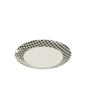 Assiette J-Line Pied-De-Poule en porcelaine, motif élégant noir et blanc