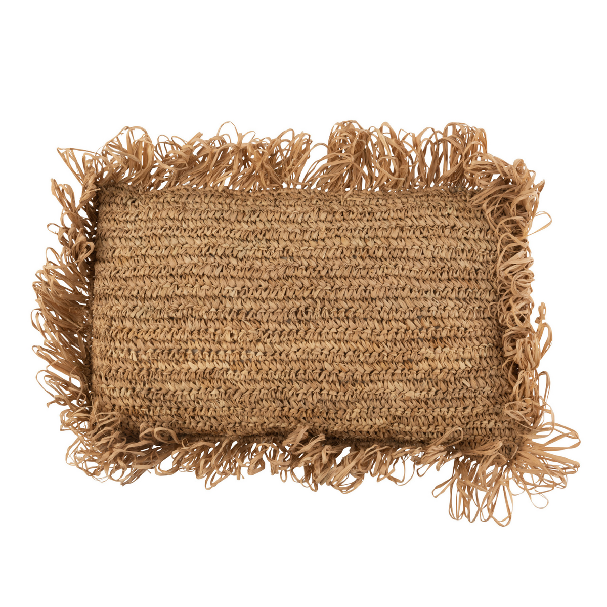 Coussin J-Line en raphia naturel sur fond blanc