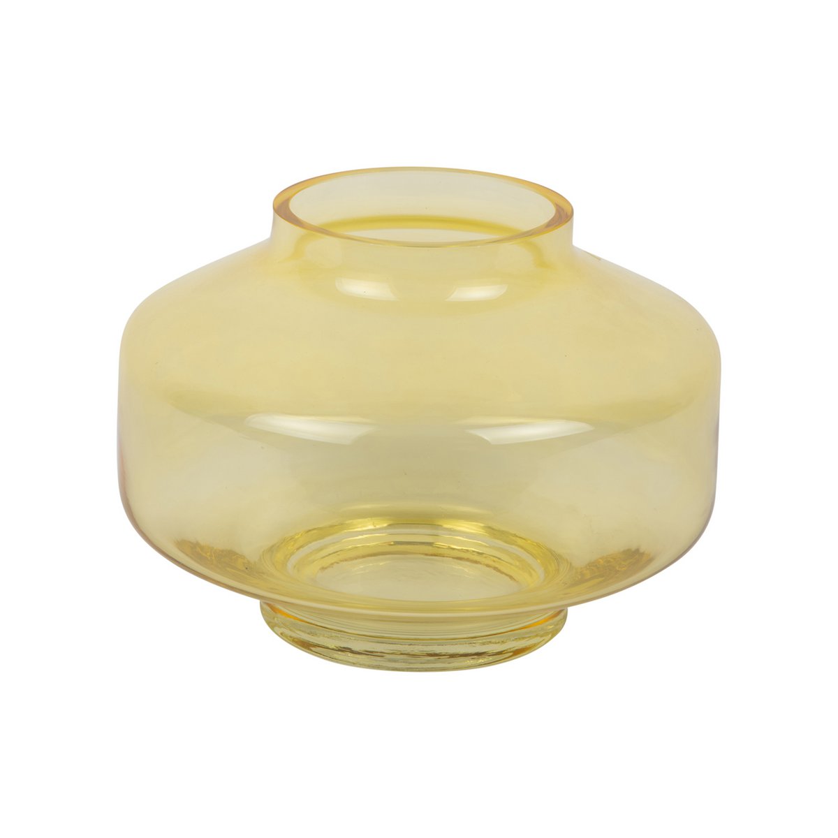 Vase Pasmoso en verre jaune avec plateau large et arrondi