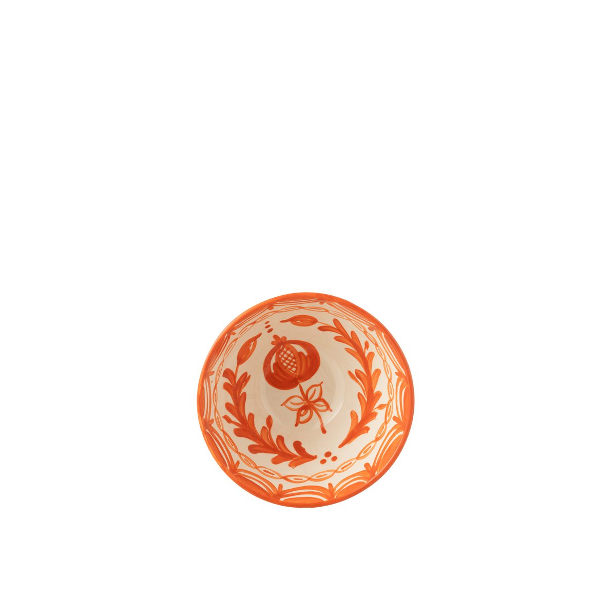 Bol J-Line Grenada en céramique blanche et orange, vue de face