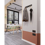 Gorillz Rounded Four Industrial Wall Coat Rack 4 Coat Rack Hooks - Noir