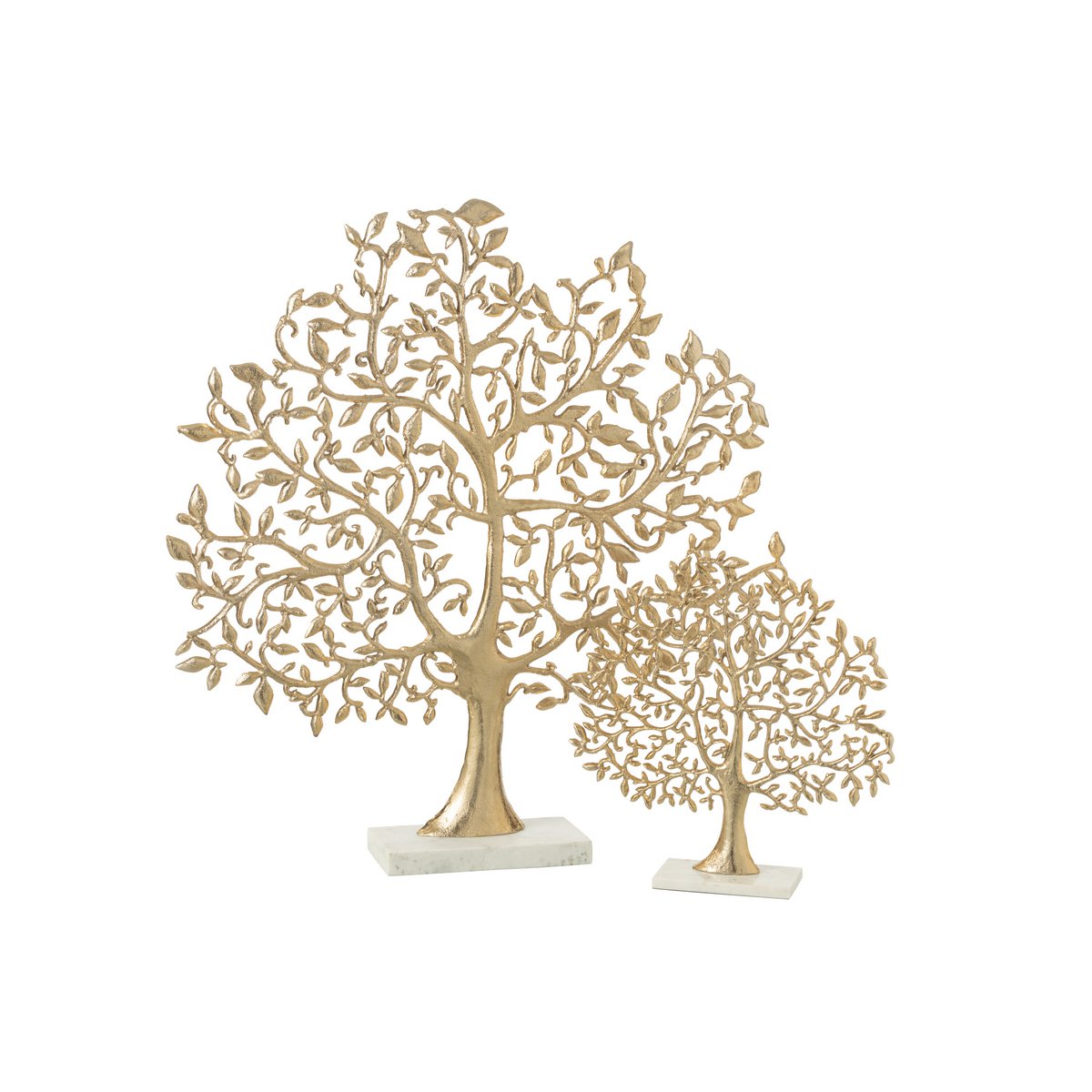 Feuille d'arbre J-Line en aluminium doré, vue de face