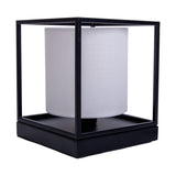 Lampe de table "bêta" blanche en métal avec parapluie de tissu en blanc, avec socket E14, lampe pour le salon, salle à manger, couloir et bureau, 15 x 15 x 17 cm