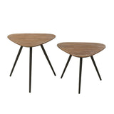 Table J-Line Triangle en bois naturel et verre - vue 1