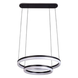LED CCT Pendant Light "circulo" en métal noir et en plastique de couleur sable, avec LED intégrée et de nombreuses fonctions, Ø 60 cm, 150 cm de haut.