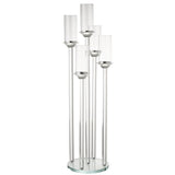 Bougeoir J-Line 5 grands en verre transparent, vue de face
