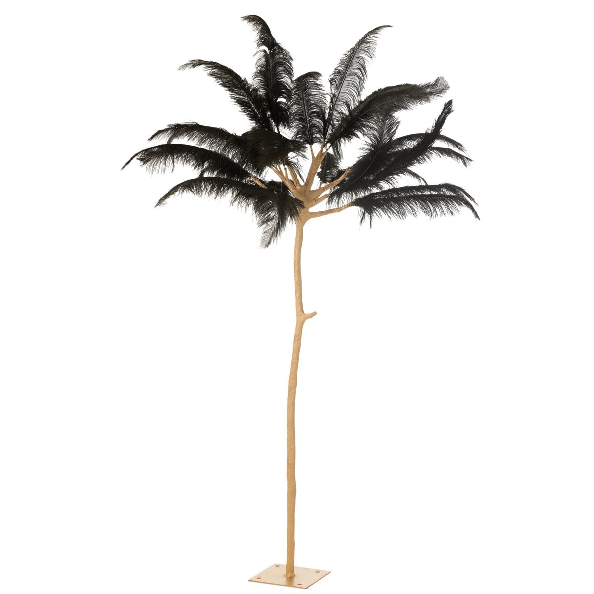 Sculpture Plumes d'Arbre en métal doré et noir, vue de face