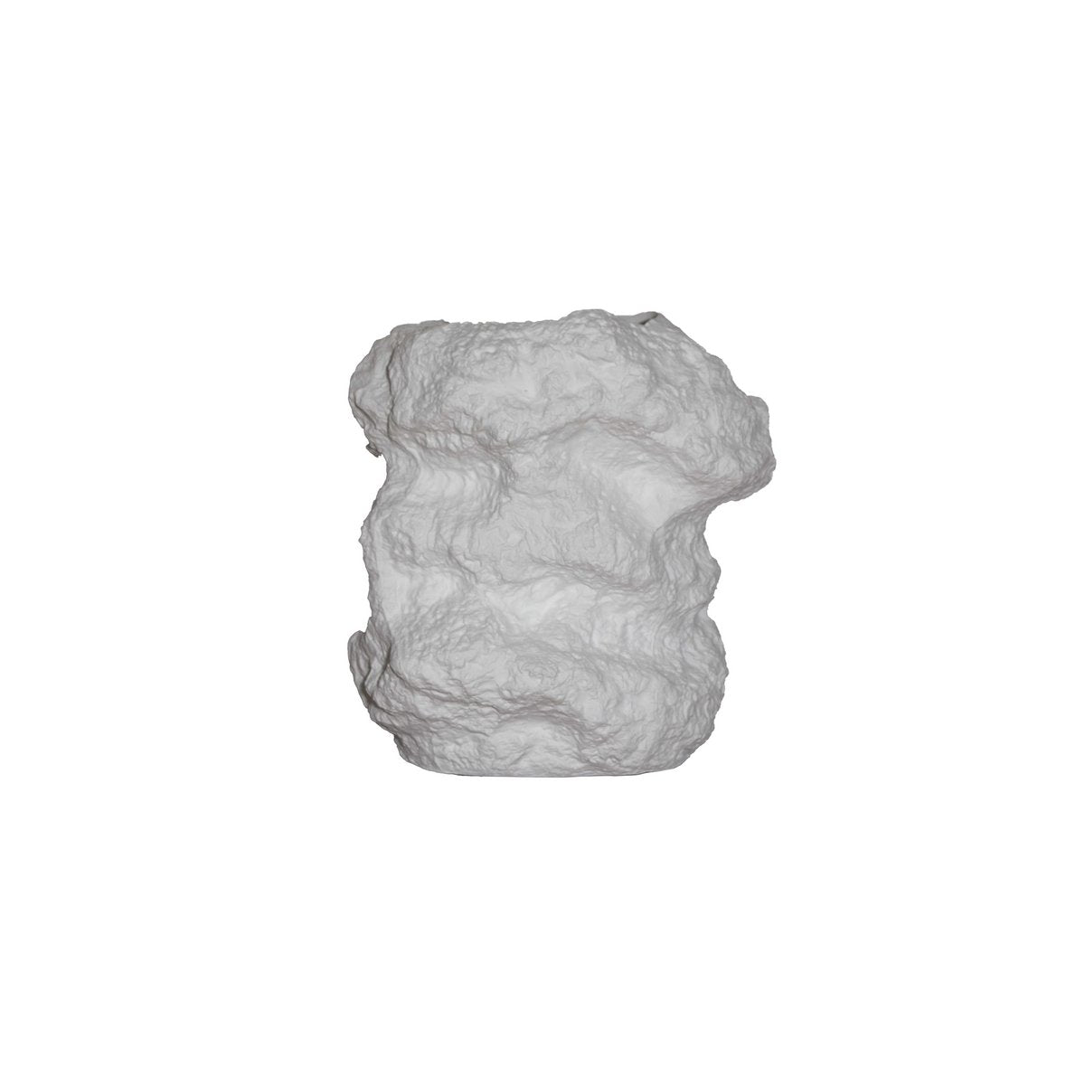 Vase en céramique blanc, vue de profil mettant en valeur sa forme unique.