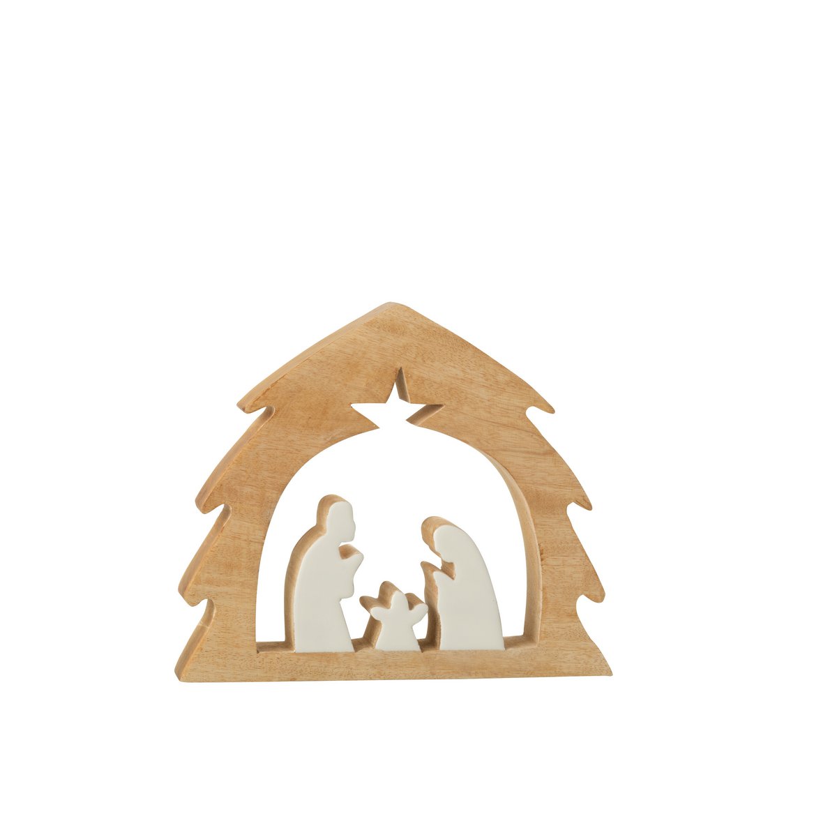 Arbre de Crèche J-Line en bois blanc, décoration élégante pour Noël