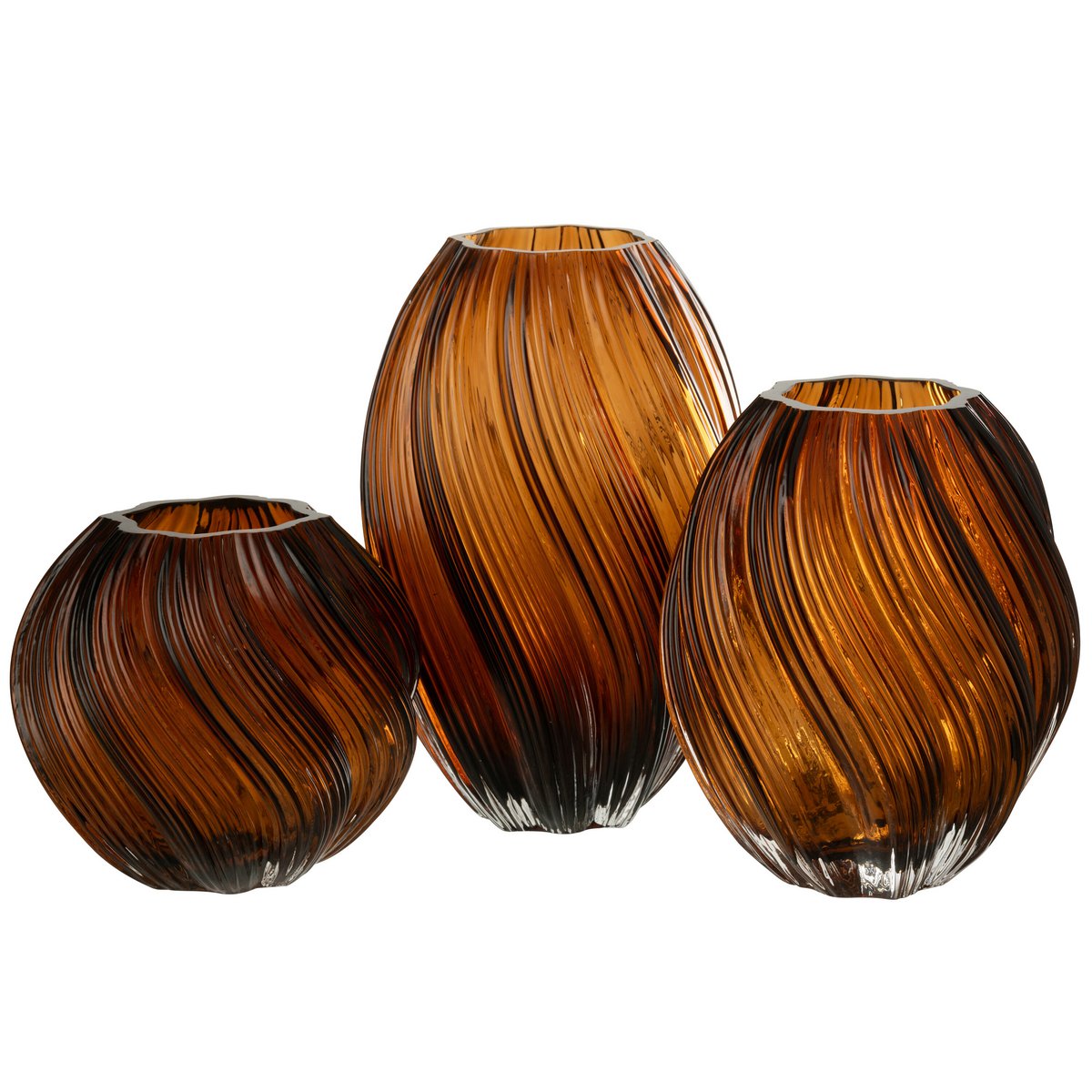 Vase J-Line Carol en verre marron, vue latérale