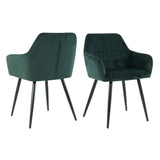 Fauteuil en velours vert avec surpiqûre carrée élégante