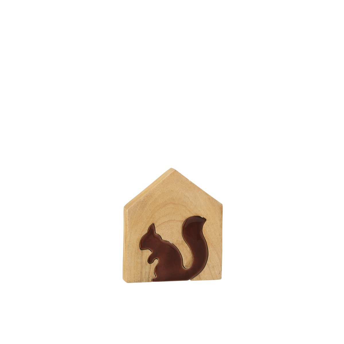 Écureuil en bois J-Line, couleur marron et naturel, design élégant