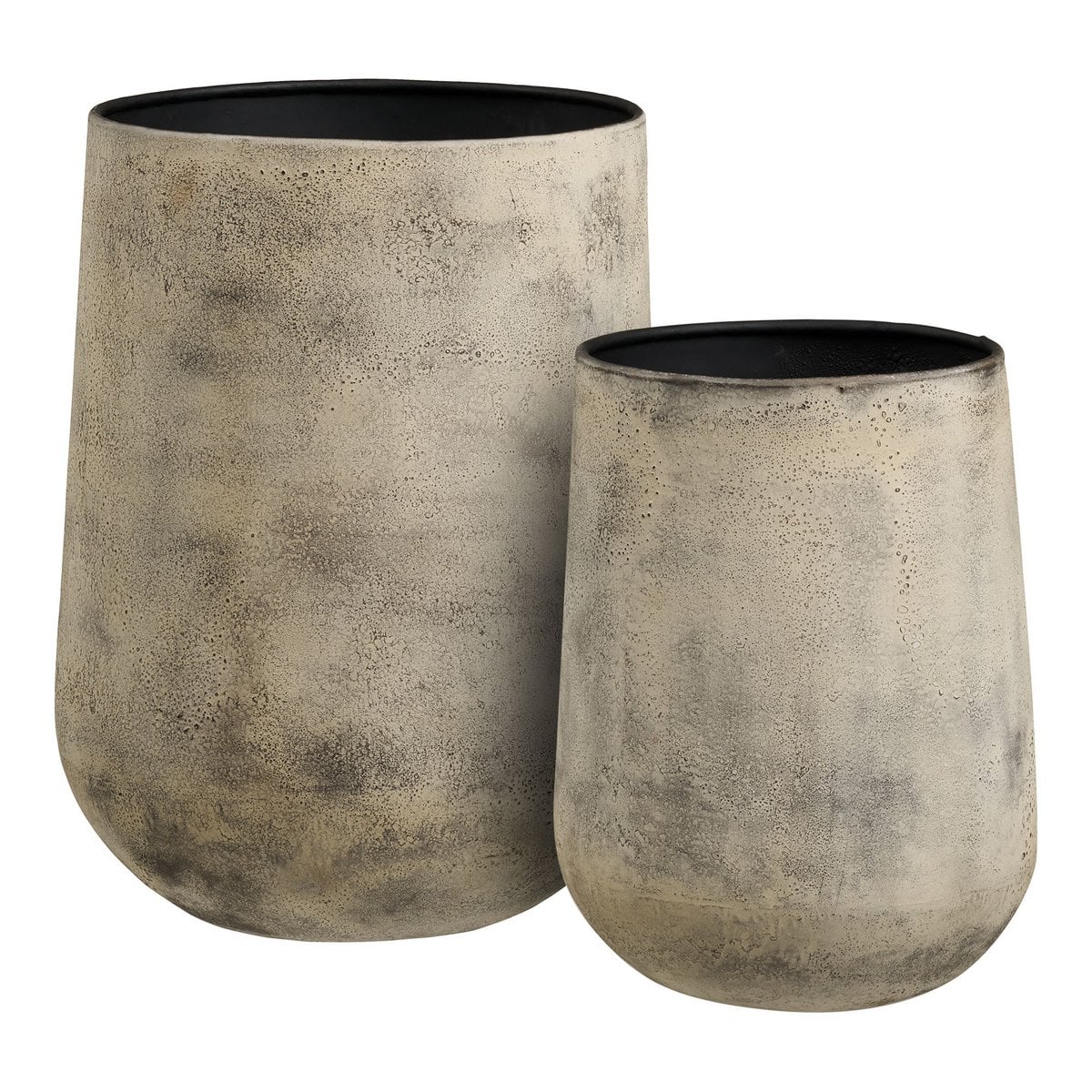 Pot Hou en métal beige, vue de profil