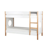 Vue latérale du lit superposé en bois et MDF