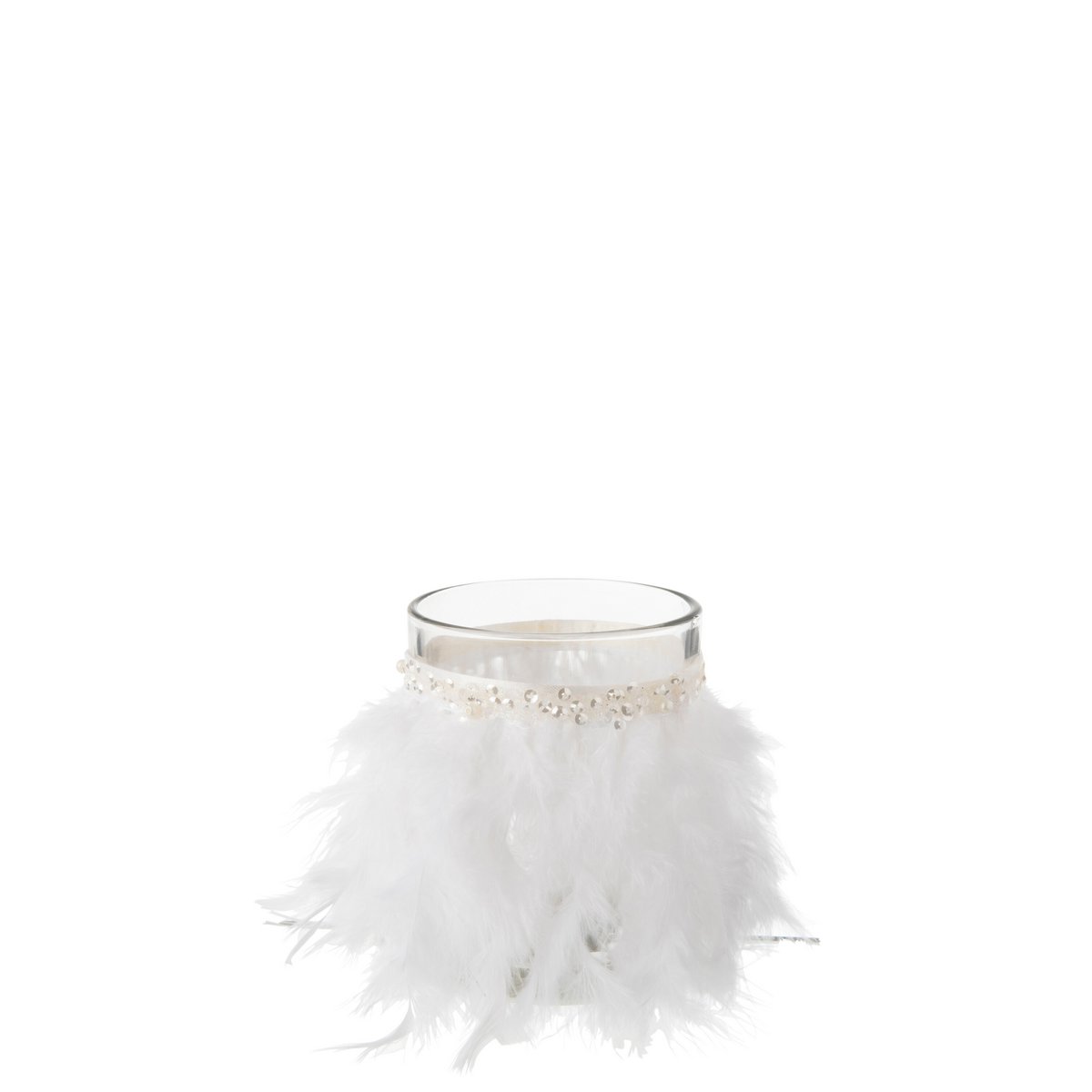 Photophore Plumes J-Line avec design en verre blanc et transparent