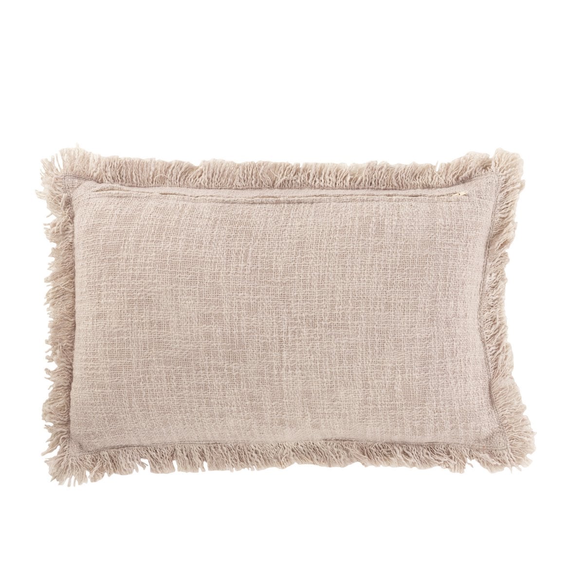 Coussin J-Line Franges vieux rose en coton et velours sur canapé