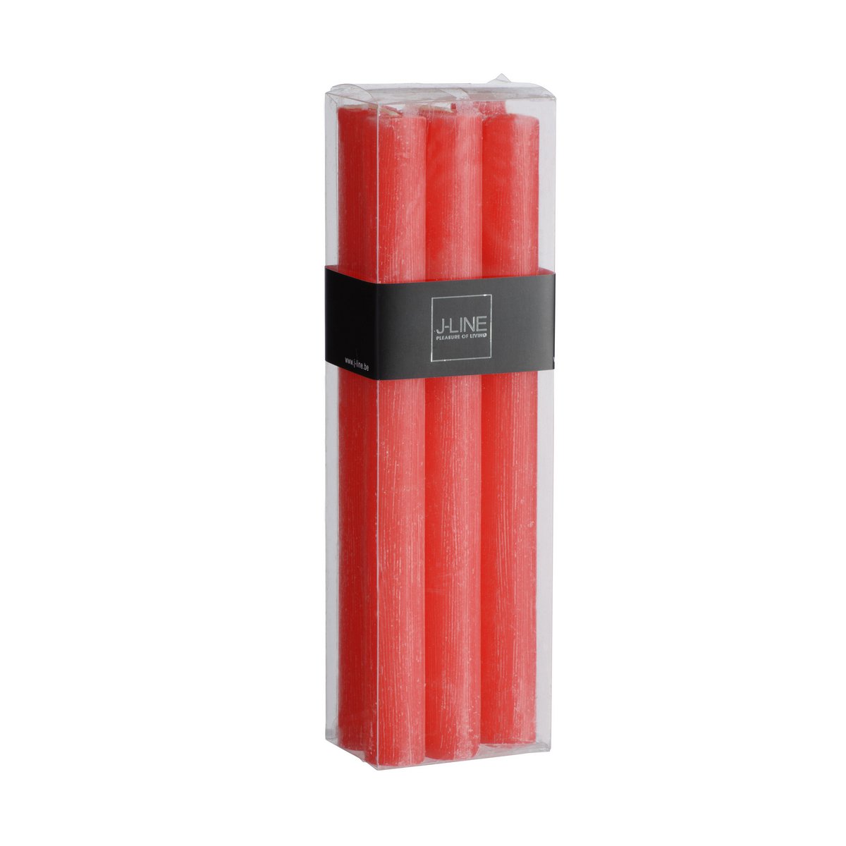 Bougie cylindrique rouge J-Line, élégante et sophistiquée, sur fond neutre