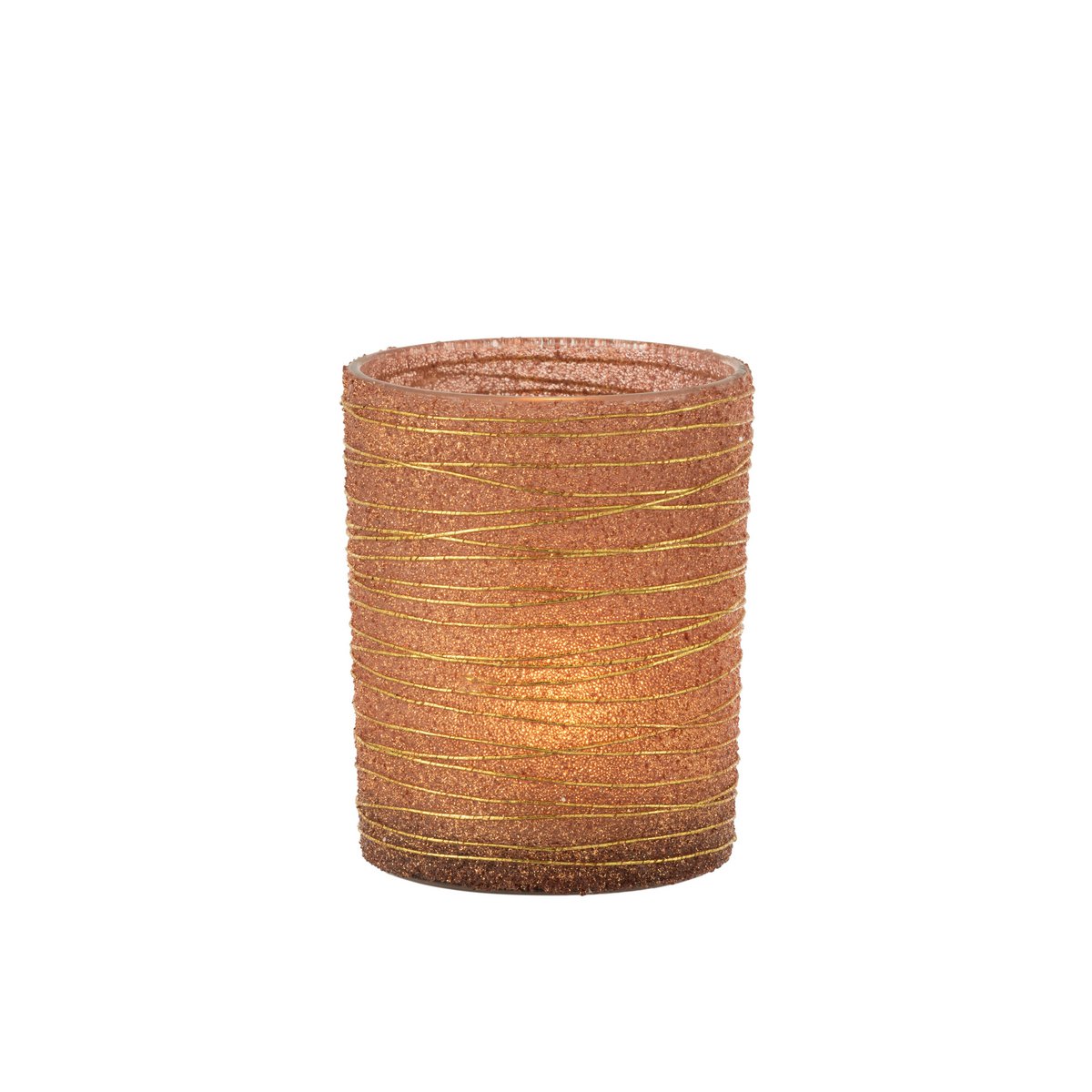 Bougeoir J-Line Glitter en verre doré avec une finition élégante