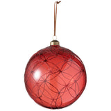 Boule de Noël Circle Glitter rouge en verre, mise en scène festive