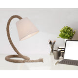 Lampe de table avec "corde" de soufflerie de texte, lampe de table en métal, plastique, jute et textile en blanc, avec version E14, pour le salon, couloir ou bureau, 35 cm de haut
