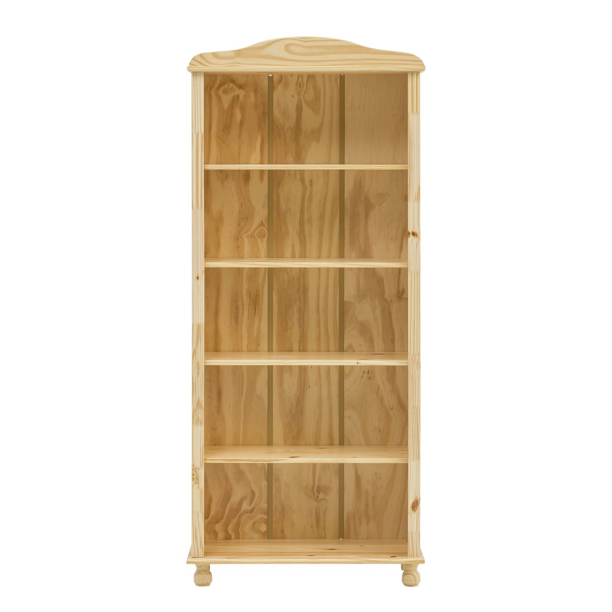 Bibliothèque en bois massif avec pieds tournés et design classique