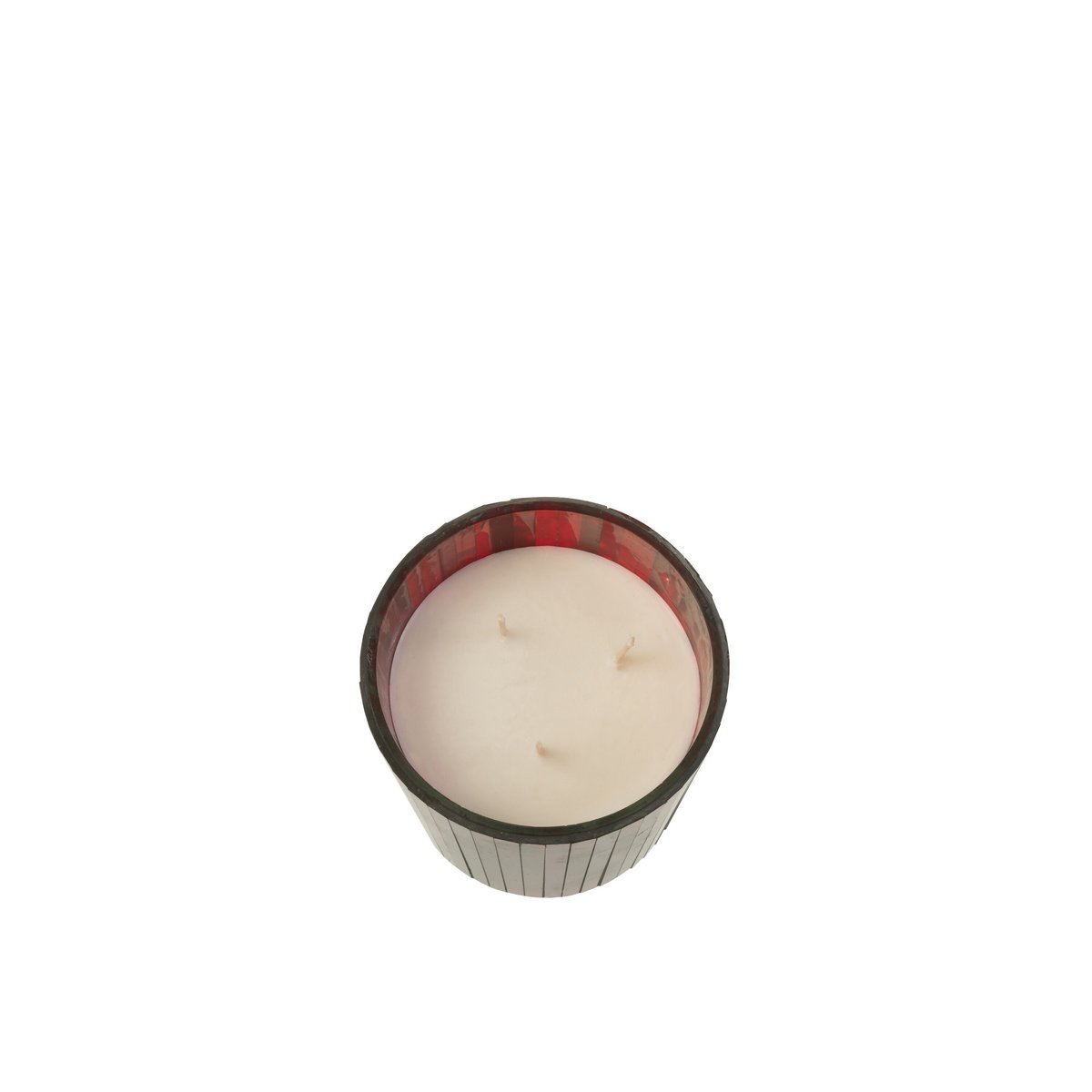 Bougie parfumée J-Line Noa en verre rouge, ambiance élégante
