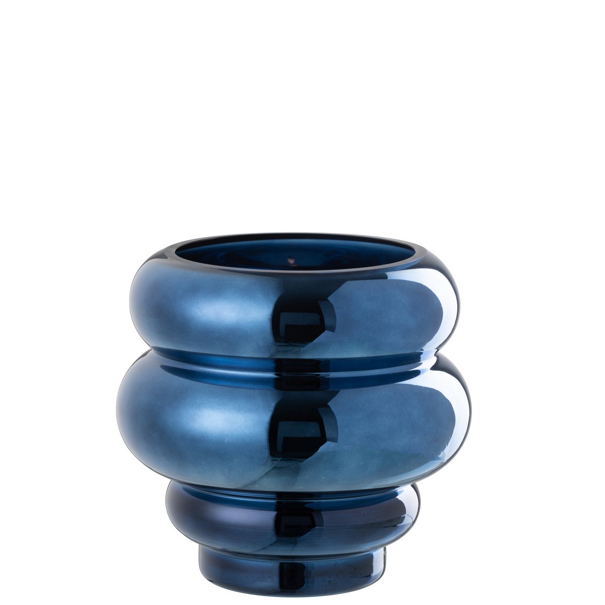 Vase Cléa en verre bleu, élégant et moderne, Ø 20 cm