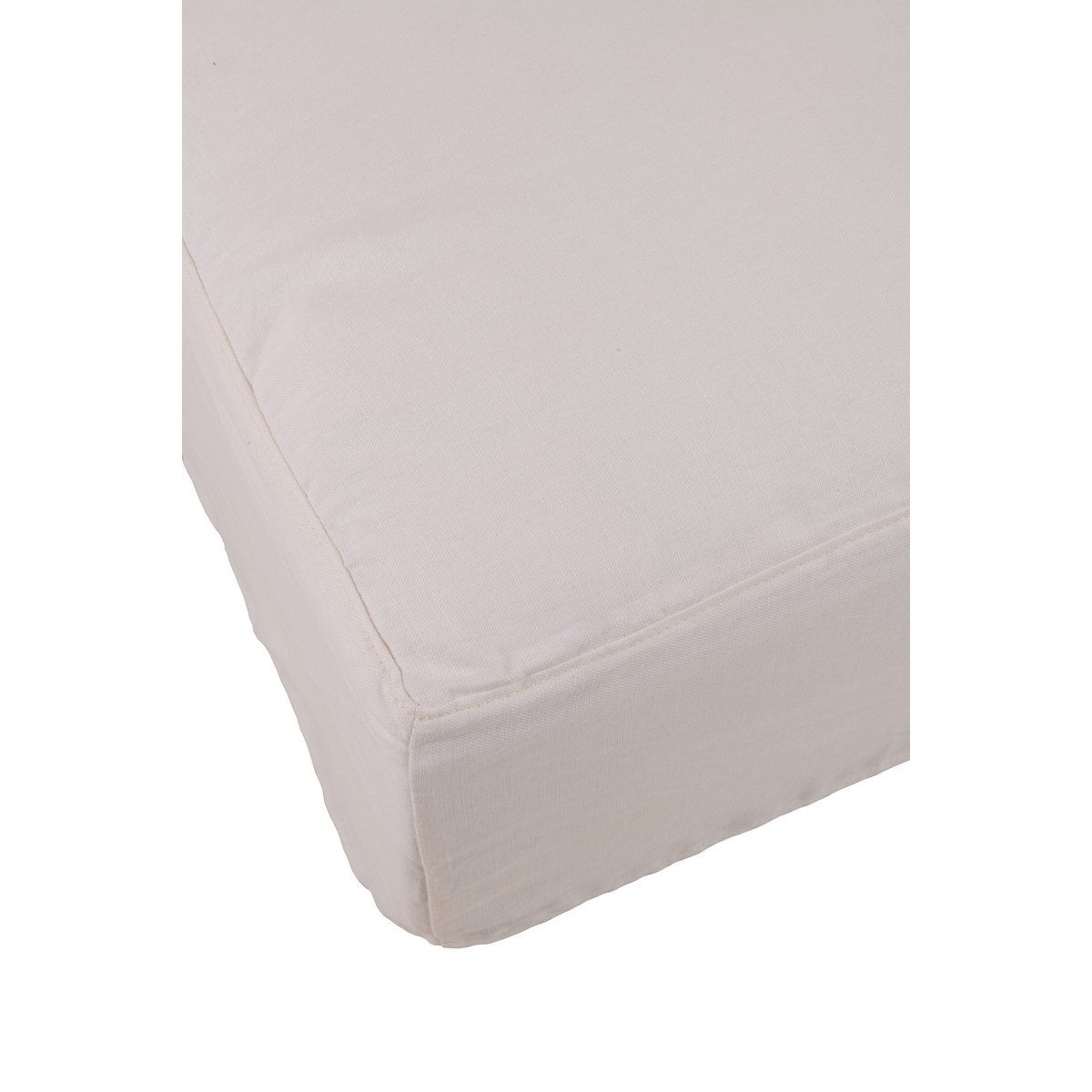 Housse pour pouf Monaco en lin blanc, vue de côté