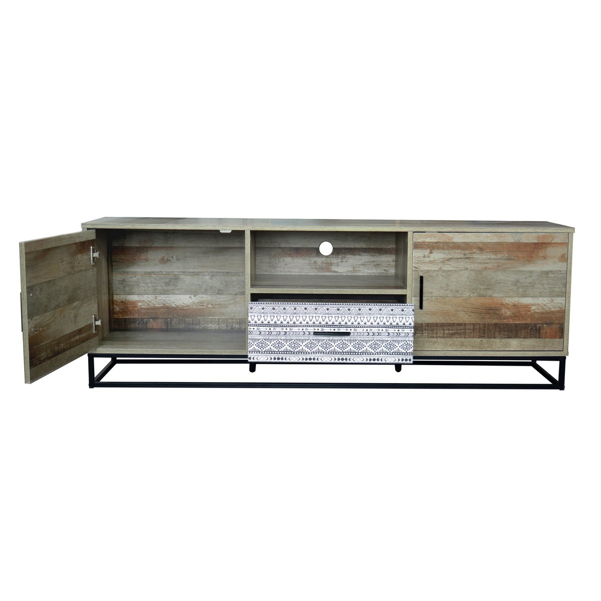 Compartiment ouvert du buffet bas scandinave