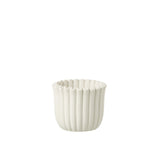 Pot de fleur J-Line Ribbed en céramique blanche, style moderne
