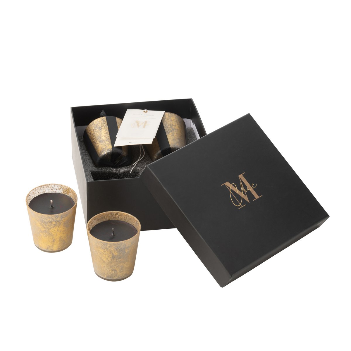 Bougie parfumée J-Line M-Chic en verre doré avec parfum Oud & Amber
