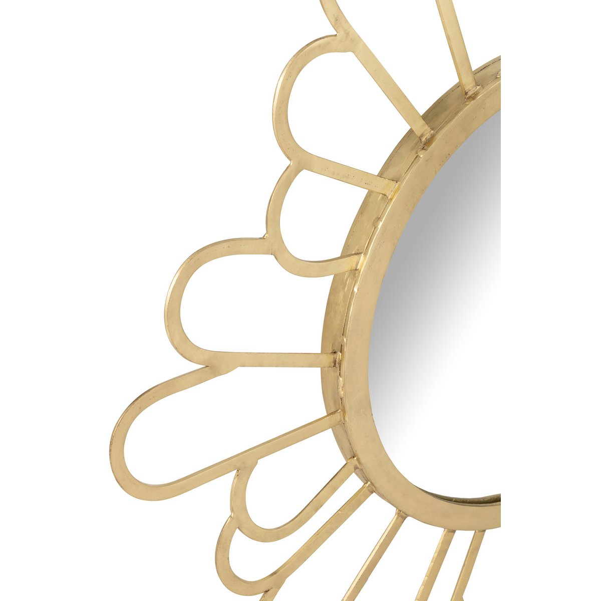Détail du miroir Liline J-Line, finition élégante en or