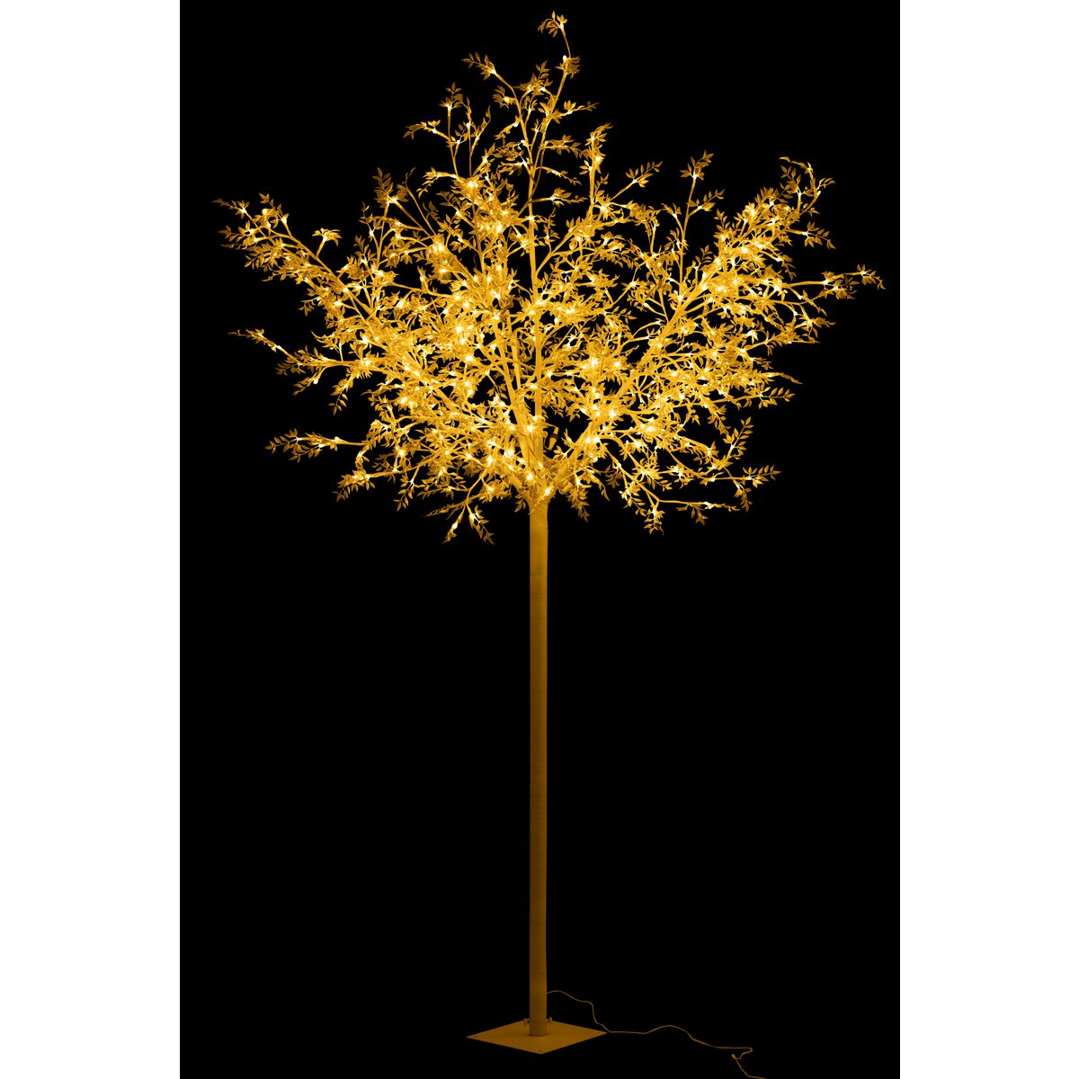 Détail des feuilles en métal argenté avec LED allumées