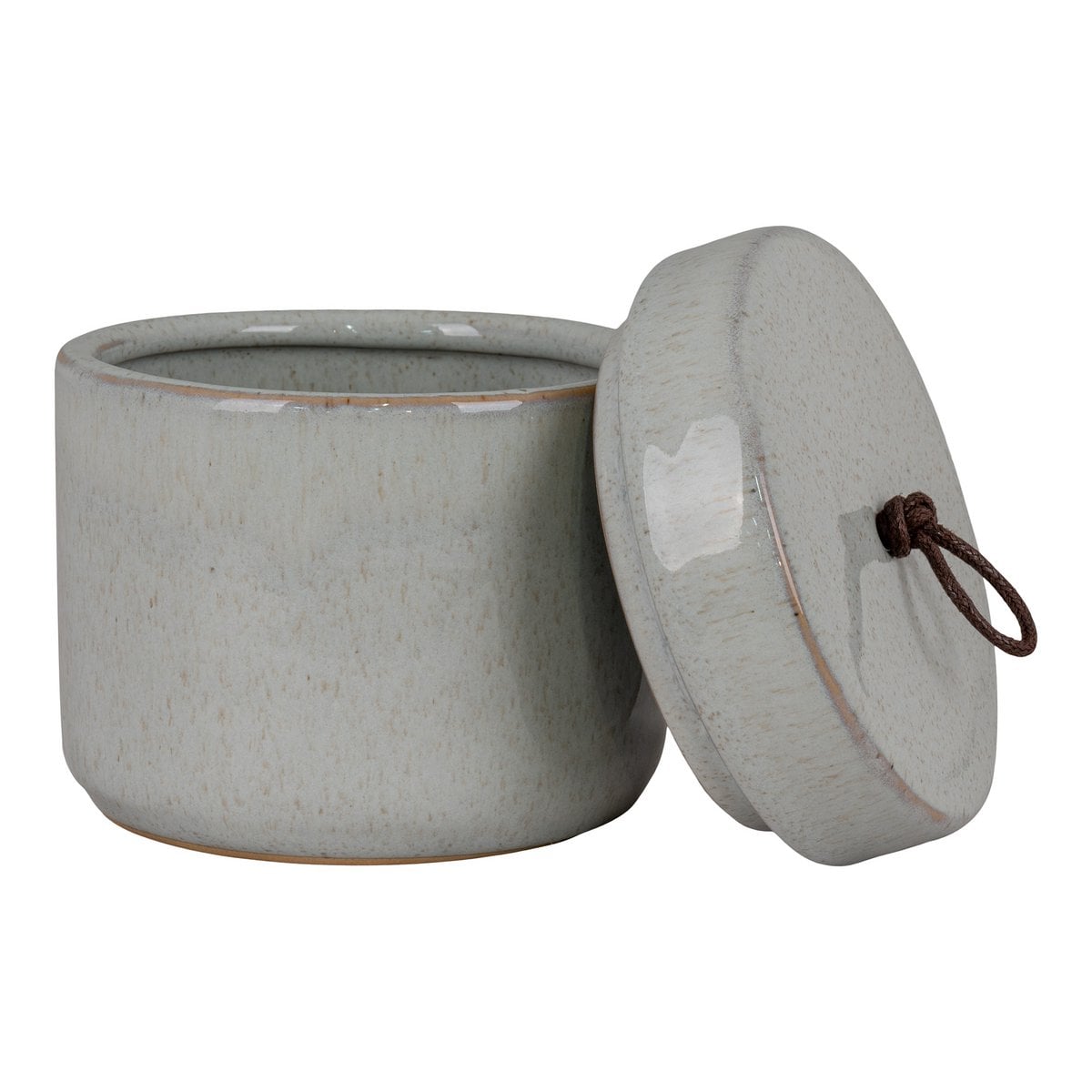 Pot en grès gris avec couvercle, vue de face