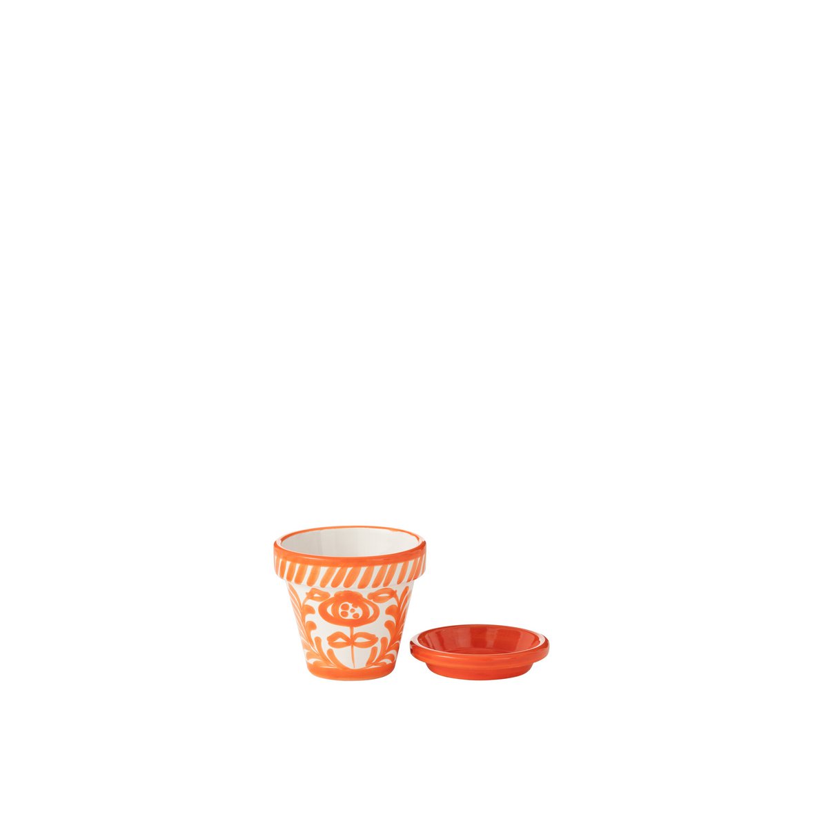 Pot de fleurs J-Line Grenade en céramique orange, vue latérale