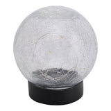 3 Définir la lampe solaire à LED / brochette moulu "Crackle" Ø 12cm, pour l'extérieur, lampe de table et le verre, blanc, avec LED intégrée